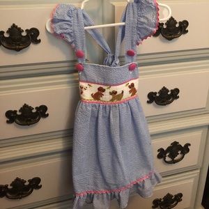Smocked Polkadot smocked seersucker dress size 24m